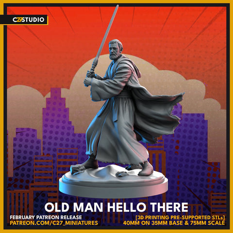 Old Man Hello / Ben / Crisis Protocol / Proxy / Comic / DnD / C27 / 3D Print / 4K Mini / TableTop Miniature / Boardgame /32mm/75mm