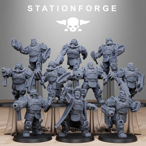 Grimguard Armoured Mutants / Soldier / Mutant / Imperial / Infantry / Sci Fi / Space / Table Top / Station Forge / 3D Print /Wargaming