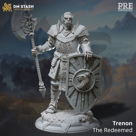 Trenon the Redeemed / Knight  / Orc / Fighter / Warrior / Pathfinder / DnD / DM Stash / 3D Print / 4K Mini / TableTop Mini / 32mm / 75mm