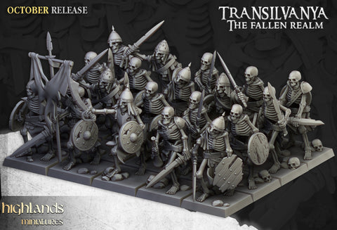 Skeleton Warriors with swords / Skeletons / Melee / undead unit  / Army / Fantasy / Table Top / Highland / 3D Print / 4K Mini / Wargaming