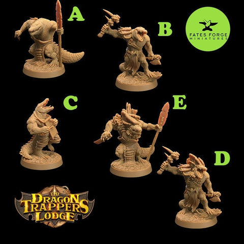 Gator Folk / Lizard / Monster / Swamp / Fungus / Pathfinder / DnD / The Dragon Trappers / 3D Print / 4K Mini / TableTop Miniature
