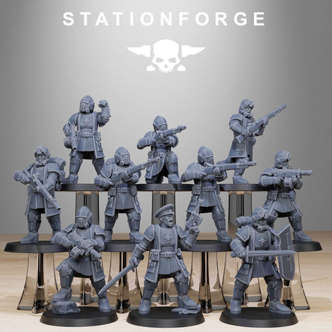Royal Guard Patrol / Soldier / Infantry / Imperial / Royal / Sci Fi / Space / Station Forge / 3D Print / 4K Mini / Wargaming