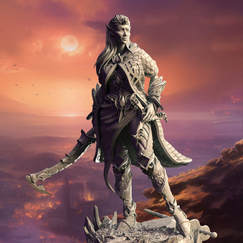 Rylena - Blade of Wisdom / Elf / Rogue / Assassin / Magic / Arcane / Pathfinder / DnD / DM Stash / 3D Print / TableTop / 32mm / 75mm
