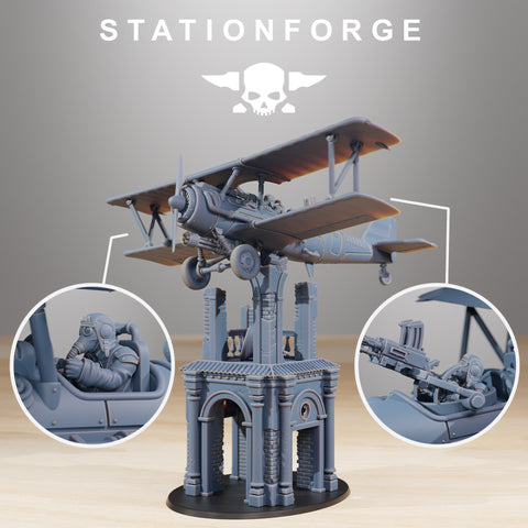 GrimGuard -SF-14A Biplane / Bi-Plane / Fighter / Plane / Sci Fi / Space / Table Top / Station Forge / 3D Print / 4K Mini / Wargaming / RPG