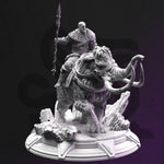 Touches the Sky - mammoth rider / Giant / Goliath / Hero / Fighter / DnD / GM Stash / 3D Print / 4K Mini / TableTop Miniature / 32mm / 75mm