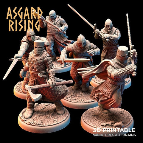 Medieval Knights / Knight / Warrior / Pathfinder / DnD / D&D / Asgard Rising / 3D Print / 4K Mini / TableTop Miniature / RPG