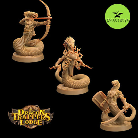 Snake / Archer / Mage / Warrior / Yuan-ti / Monster / Pathfinder / DnD / The Dragon Trappers / 3D Print / 4K Mini / TableTop Miniature / RPG