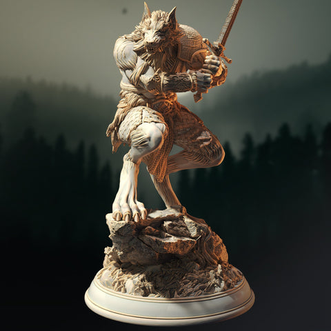 Lucian Grey - Wolf Form / Barbarian / Shapeshifter / Warewolf / Pathfinder / DnD / DM Stash / 3D Print / TableTop Miniature / 32mm / 75mm