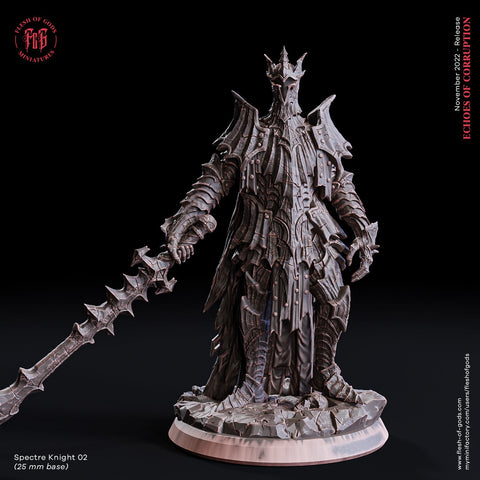 Spectral Knight  / Knight / Warrior / Undead / Ghost / Pathfinder / DnD / Flesh of God / 3D Print / 4K Mini / TableTop Miniature / 25mm