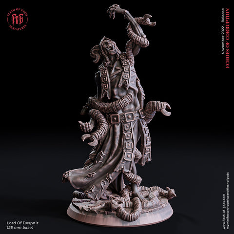 Lord of Despair  / Lich / Mage / Undead / Sorcerer / Pathfinder / DnD / Flesh of God / 3D Print / 4K Mini / TableTop Miniature / 25mm