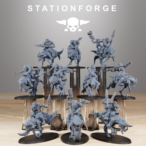 Orkaz Beast Riders / Cavalry / Orcs / Orks / Goblins / Mounted / Sci Fi / Space / Table Top / Station Forge / 3D Print / 4K Mini / Wargaming