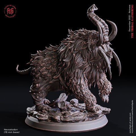 Nevostodon / Mammoth / Elephant / Loxodon / Monster / Pathfinder / DnD / Flesh of God / 3D Print / 4K Mini / TableTop Miniature / 75mm