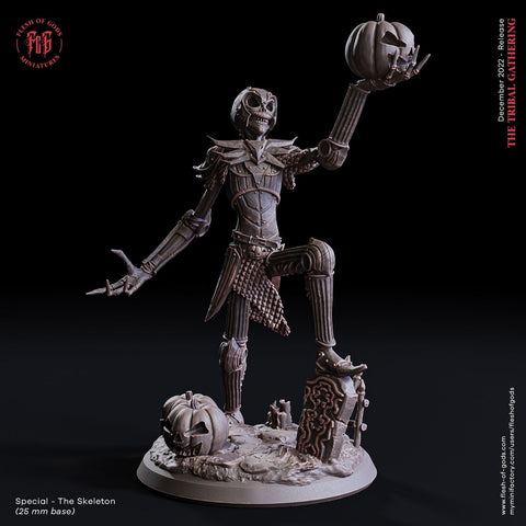 The Skeleton / Nightmare / Christmas / Jack / Creature / Pathfinder / DnD / Flesh of God / 3D Print / 4K Mini / TableTop Miniature/ 25mm