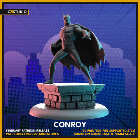 Conroy / Bat / Dark Knight / Crisis Protocol / Comic / DnD / C27 / 3D Print / 4K Mini / TableTop Miniature / Boardgame / 32mm / 75mm