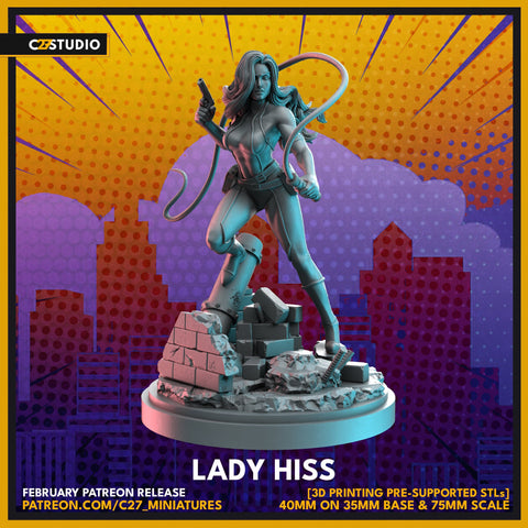 Lady Hiss / Snake / Crisis Protocol / Comic / DnD / C27 / 3D Print / 4K Mini / TableTop Miniature / Boardgame / 32mm / 75mm