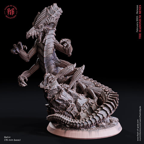 Behir / Dragon / Monster /Serpentine / Snake / Drake / Pathfinder / DnD / Flesh of God / 3D Print / 4K Mini /TableTop Miniature / 75mm