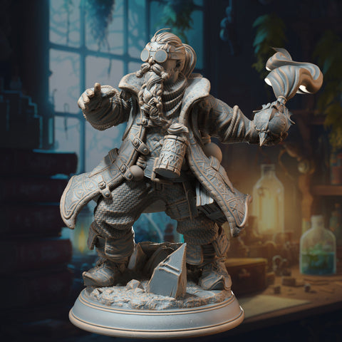 Nesbit / Dwarf / Alchemist /Potion / Scientist / Pathfinder / DnD / DM Stash / 3D Print / 4K Mini / TableTop Miniature / 32mm / 75mm