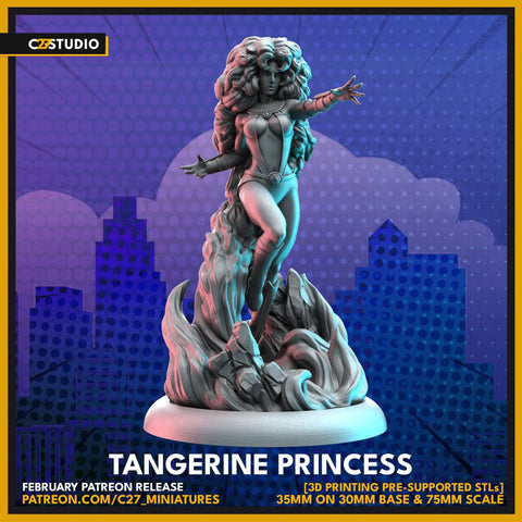 Tangerine Princess / Star / Crisis Protocol / Comic / DnD / Hero / C27 / 3D Print / 4K Mini / TableTop Miniature / Boardgame / 32mm / 75mm